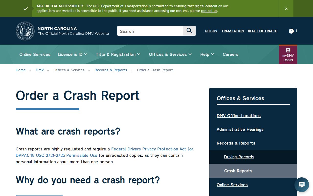 Laurinburg criminal records route for North Carolina crash reports