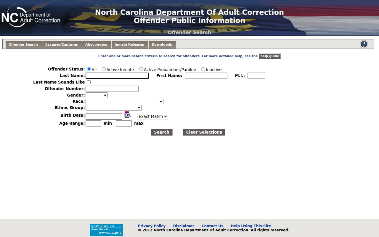 NCDAC Scotland County criminal correctional record search