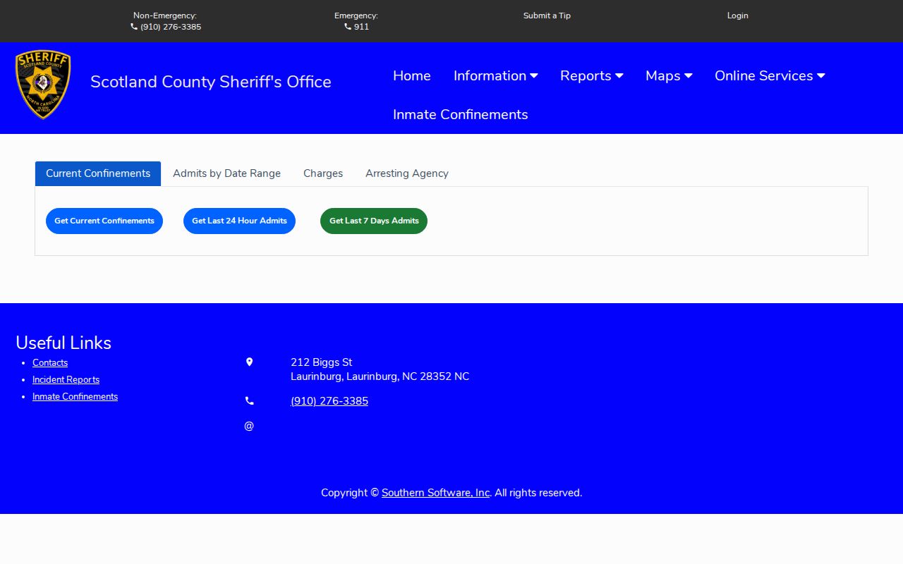 Scotland County arrest search for current confinements and admits