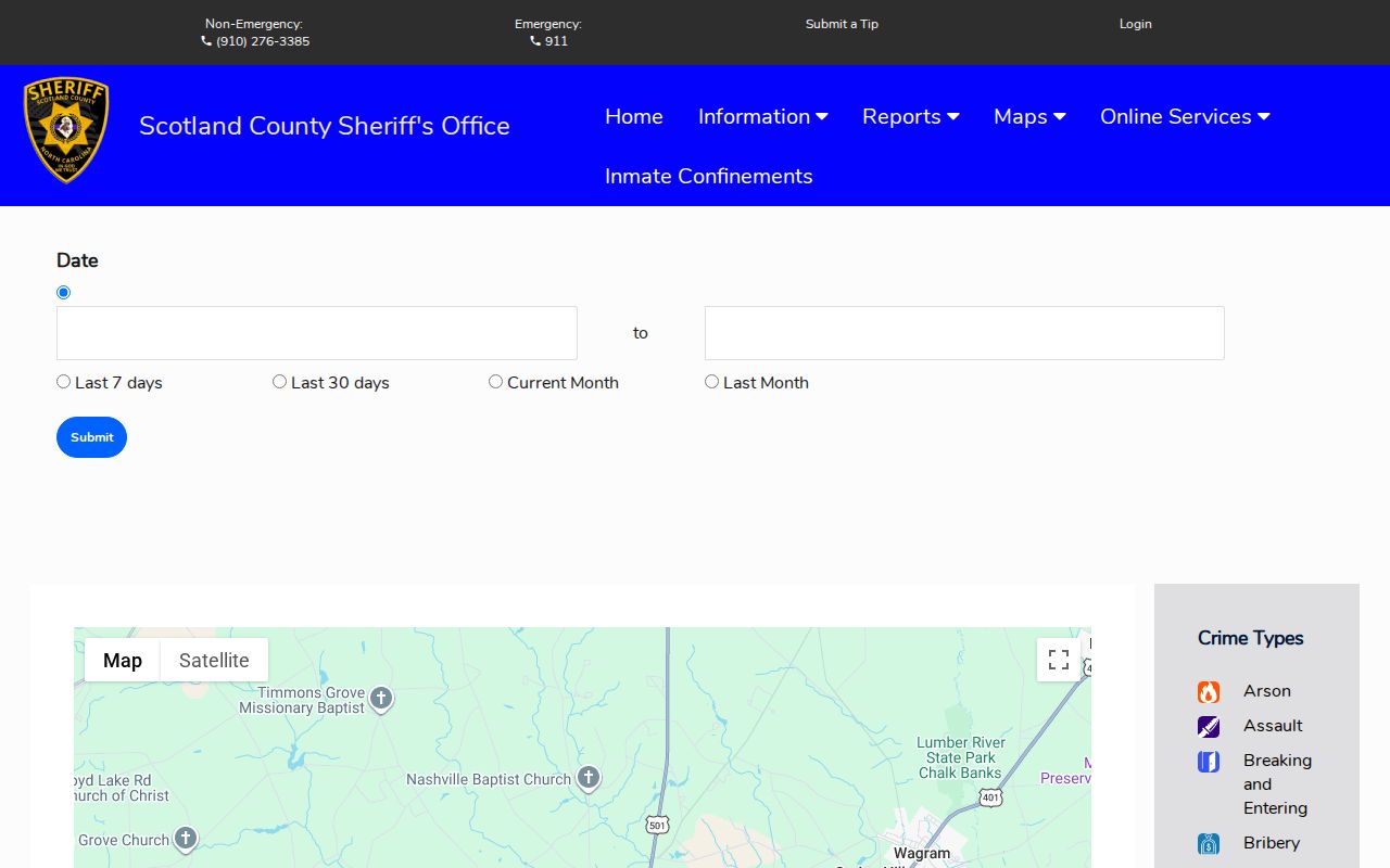 Scotland County incident map related to arrest record searches