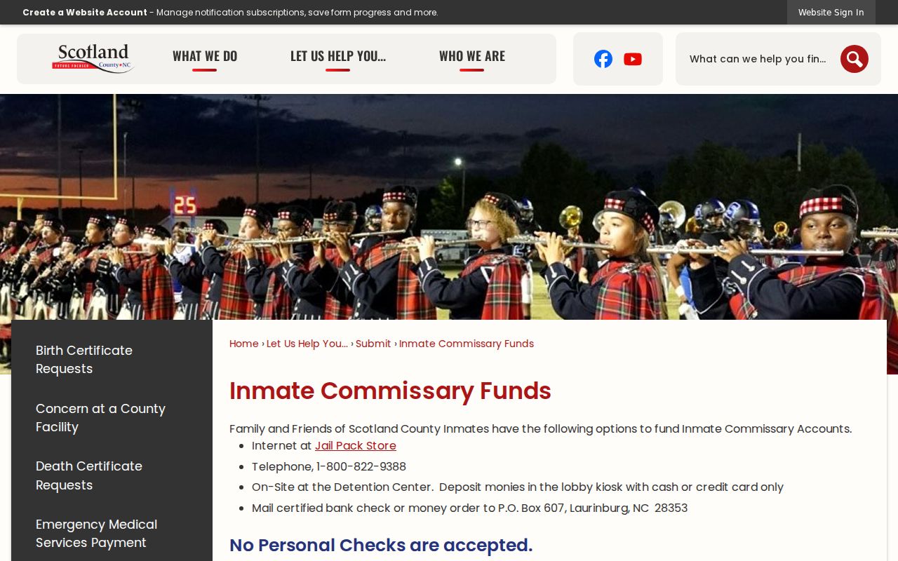 Scotland County detention information related to arrest bookings