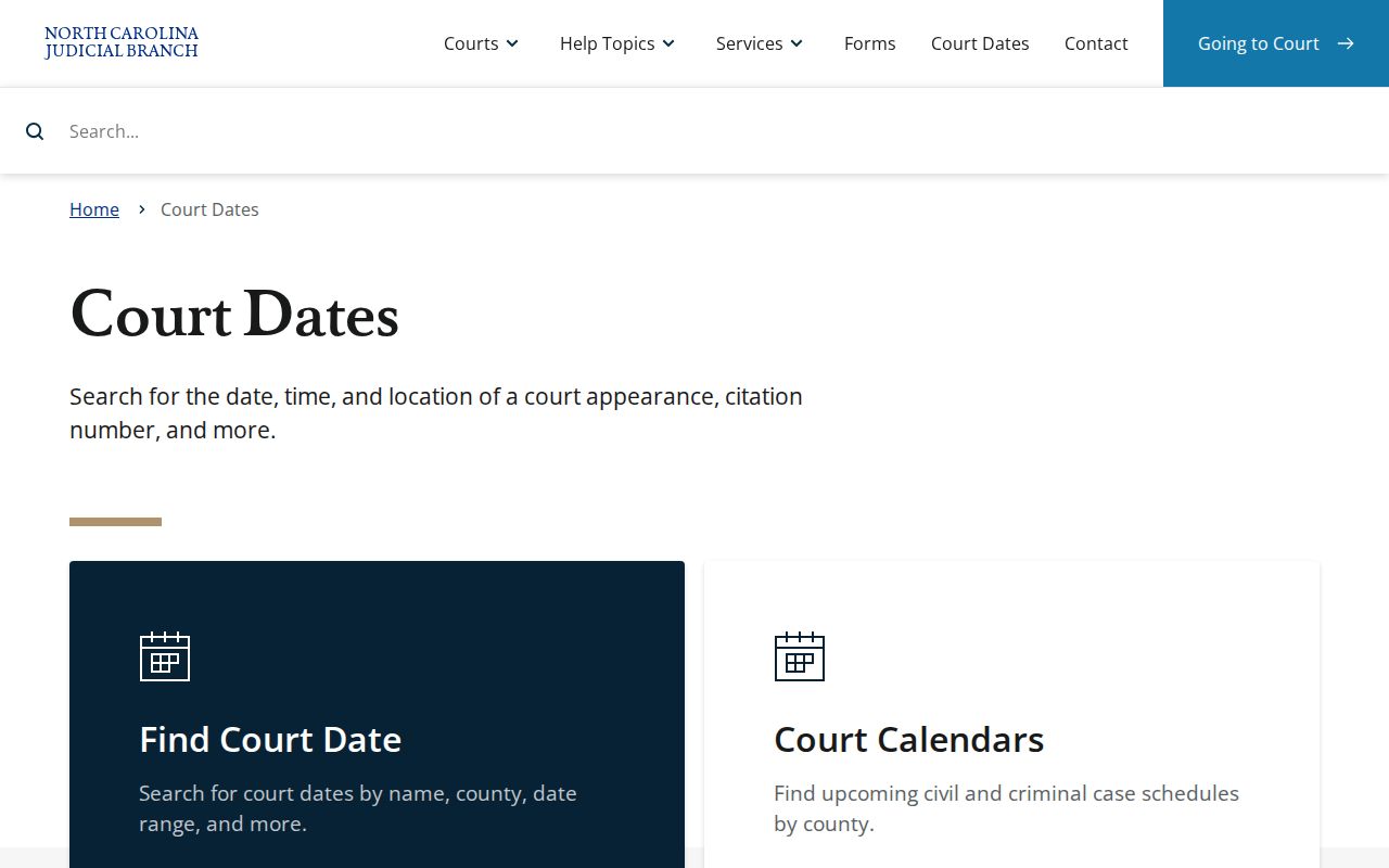 Scotland County criminal court date search interface