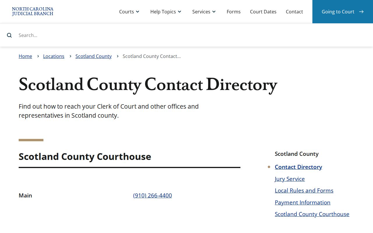 Scotland County courthouse contacts for criminal court cases